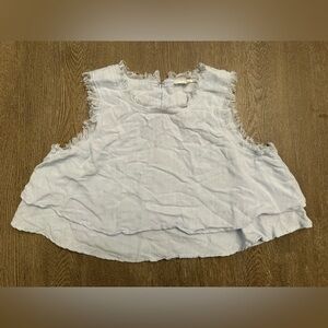 LE LISTEN LIGHT BLUE LAYERED CROP TANK TOP - Size Small SKU:252